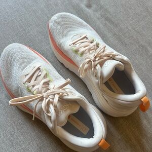 Hoka White and Orange Athletic Shoes